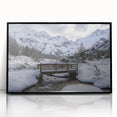 Framed acrylic artwork depicting a landscape bridge with a black frame, showcasing vibrant colors and intricate details, perfect for home decor.