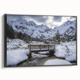 Landscape canvas print showcasing a black-framed bridge design, highlighting intricate details and vibrant colors, perfect for modern home decor and art enthusiasts.
