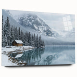 Acrylic landscape artwork showcasing a vibrant countryside scene, displayed in a sleek glass frame from a side view, emphasizing color depth and detail.