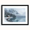 Black-framed landscape artwork showcasing a serene countryside scene, complete with a mat border for an elegant presentation, perfect for home decor.