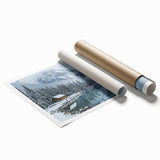 Rolling landscape print showcasing a serene countryside scene with rolling hills, lush greenery, and a clear blue sky, perfect for home decor or art collections.