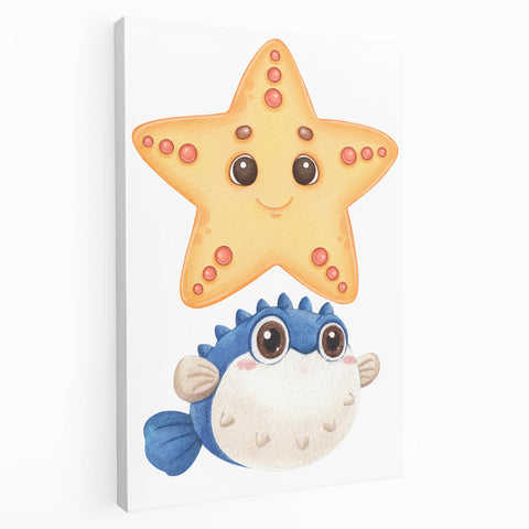 Cute Starfish & Pufferfish Nursery Wall Art – Baby Room Decor