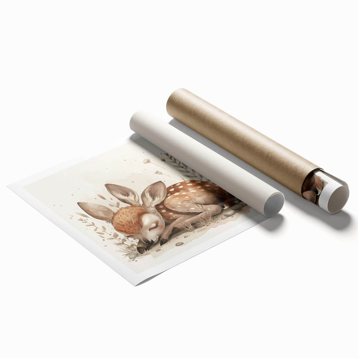 Resting Fawn - Kids Room Wall Art Canvas and Framed Options