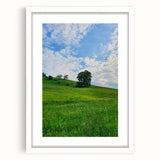 Abstract art print featuring swirling pastel hues on a white framed canvas, suitable for bedroom or dining room decor.