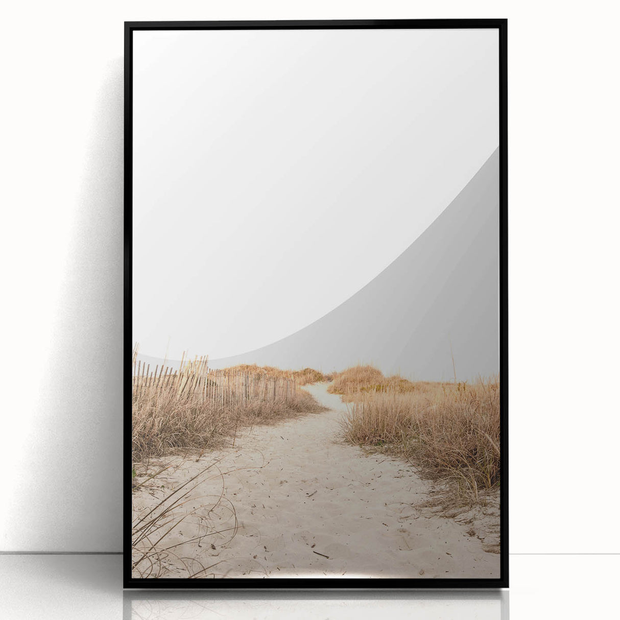 Large abstract wall art with swirling blue and gray tones on acrylic, framed in black, suitable for modern living room decor.