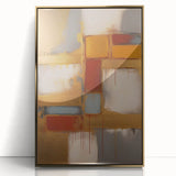 Framed abstract strokes wall art featuring bold gold accents on a white background, perfect for modern decor. Ideal for adding elegance to any living space.