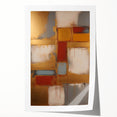Abstract wall art print showcasing vibrant strokes in shades of blue, orange, and yellow, ideal for modern home decor. This rolled artwork is printed on high-quality paper, enhancing its aesthetic appeal and texture. Perfect for adding a contemporary touch to living spaces.