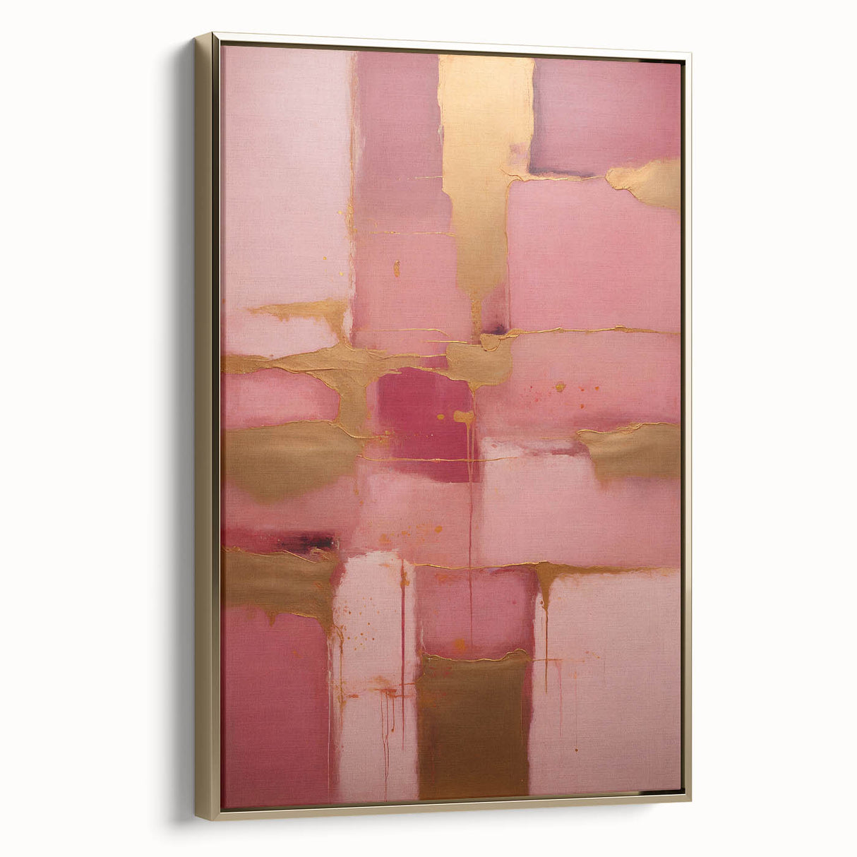Framed abstract strokes wall art featuring gold accents, showcasing a modern design with a textured surface, perfect for enhancing contemporary home decor.