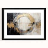 Abstract strokes wall art framed with a black mat and sleek frame, displaying vibrant colors and dynamic patterns, perfect for modern home decor.