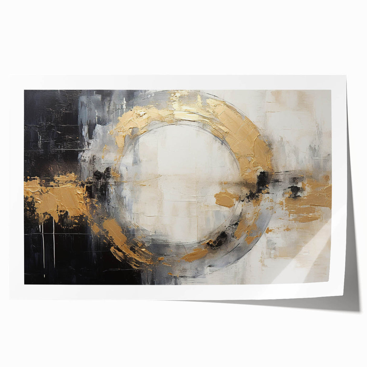 Abstract strokes wall art print showcasing vibrant blue, orange, and yellow hues on a textured background, ideal for contemporary home decor.