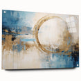 Abstract strokes wall art displayed in a sleek acrylic glass frame, showcasing vibrant colors and dynamic shapes, ideal for modern home decor.