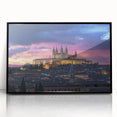 Framed acrylic artwork showcasing a picturesque landscape with a castle, featuring a sleek black frame that enhances the scene's vibrant colors and intricate details. Ideal for home decor, this piece adds elegance to any room.