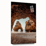 Acrylic glass artwork showcasing a stunning cave landscape design, featuring rich colors and intricate details, ideal for modern home decor. Displayed from a side view without pins, highlighting its elegant finish and contemporary appeal.