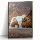 Framed acrylic artwork showcasing a stunning cave landscape design with silver accents, highlighting intricate details and vibrant colors, perfect for home decor.