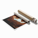 Stunning rolled print showcasing a vibrant landscape with intricate cave formations, beautifully presented in a protective cardboard tube, perfect for home decor.