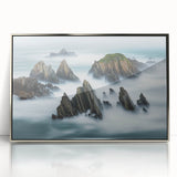 Framed acrylic artwork depicting stunning cliffs in a vibrant landscape, showcasing rich colors and intricate details, ideal for modern home decor.