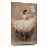 Abstract figurative wall art displayed in a side view, showcasing vibrant colors and fluid shapes on acrylic glass, perfect for modern home decor.