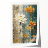 Abstract floral wall art print featuring vibrant colors and intricate patterns, rolled and ready for display, perfect for modern home decor enthusiasts.