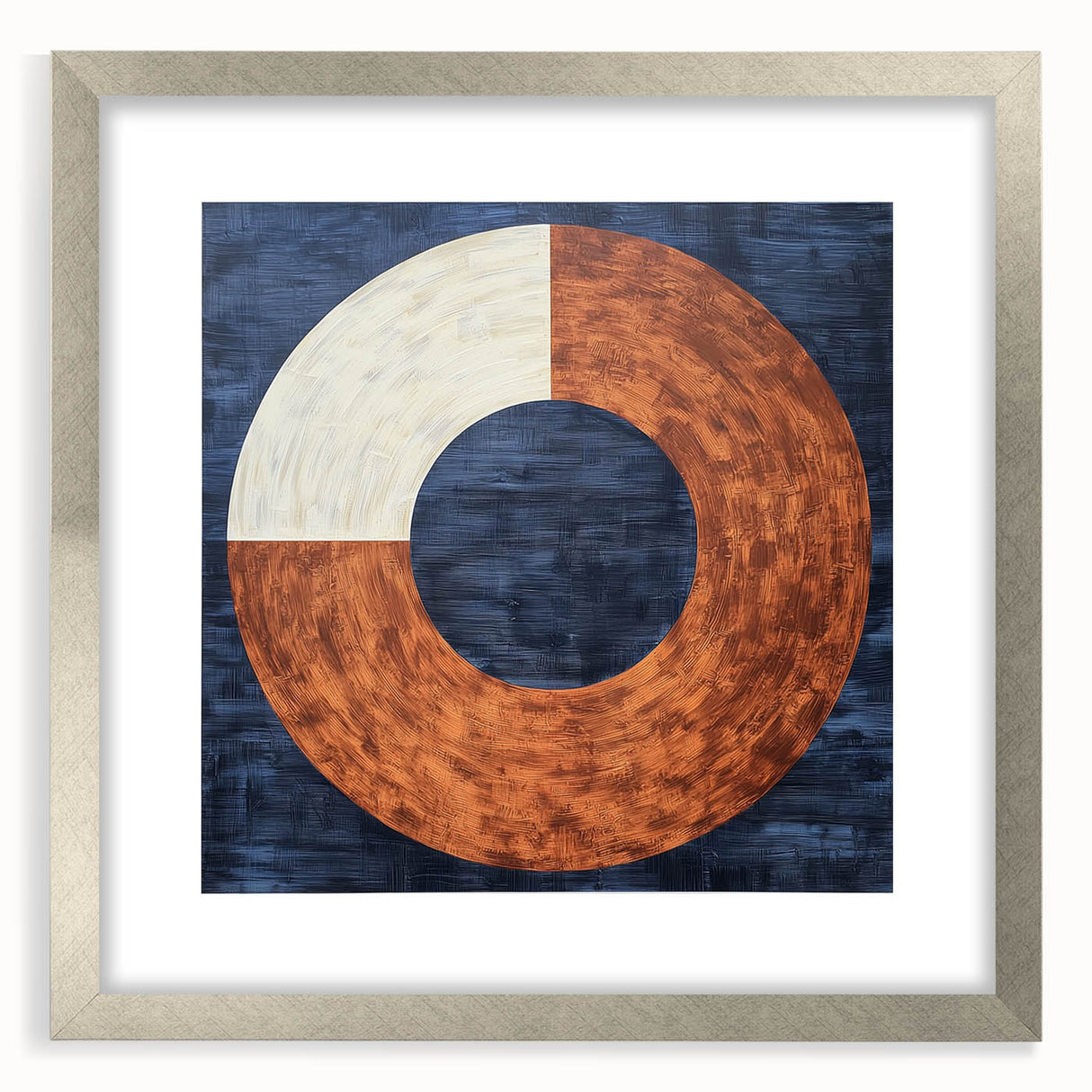 Abstract geometric frame with a silver mat, showcasing a modern design. Ideal for contemporary home decor, highlighting elegance and sophistication.