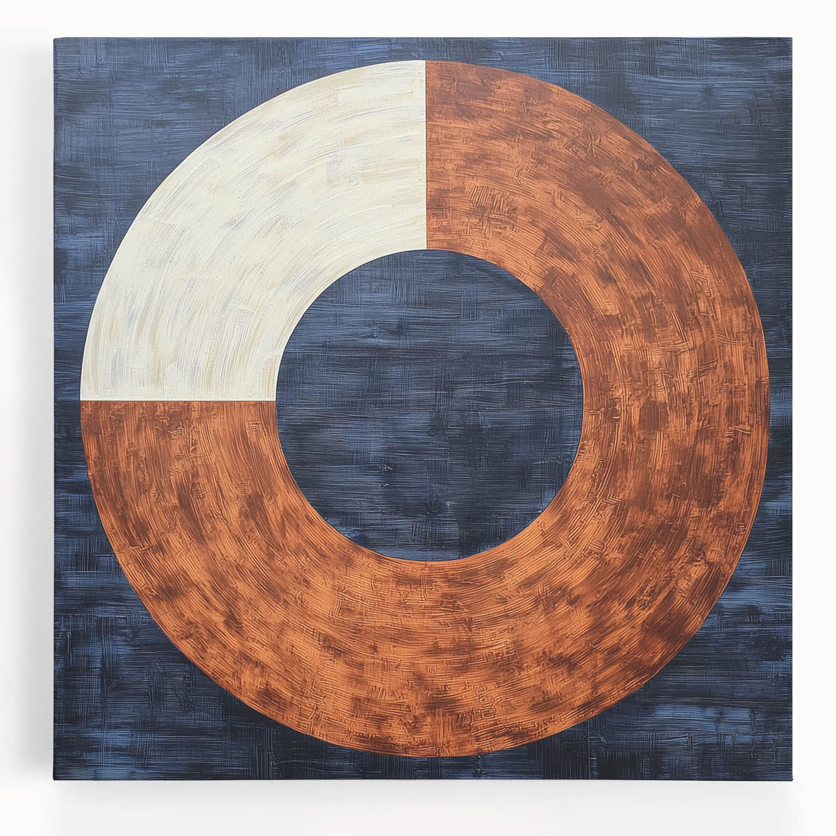 Abstract geometric stretched canvas artwork showcasing vibrant colors and dynamic shapes, perfect for modern home decor, enhancing artistic ambiance in living spaces.