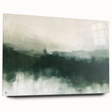 Abstract landscape wall art displayed in a side view, showcasing vibrant colors and textures on acrylic glass, secured with decorative pins, ideal for modern decor.