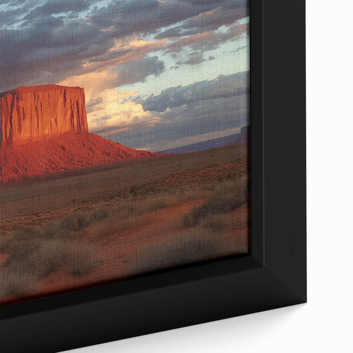 Framed canvas artwork depicting a vibrant landscape of canyons, showcasing rich earthy tones and intricate details, perfect for enhancing home decor.