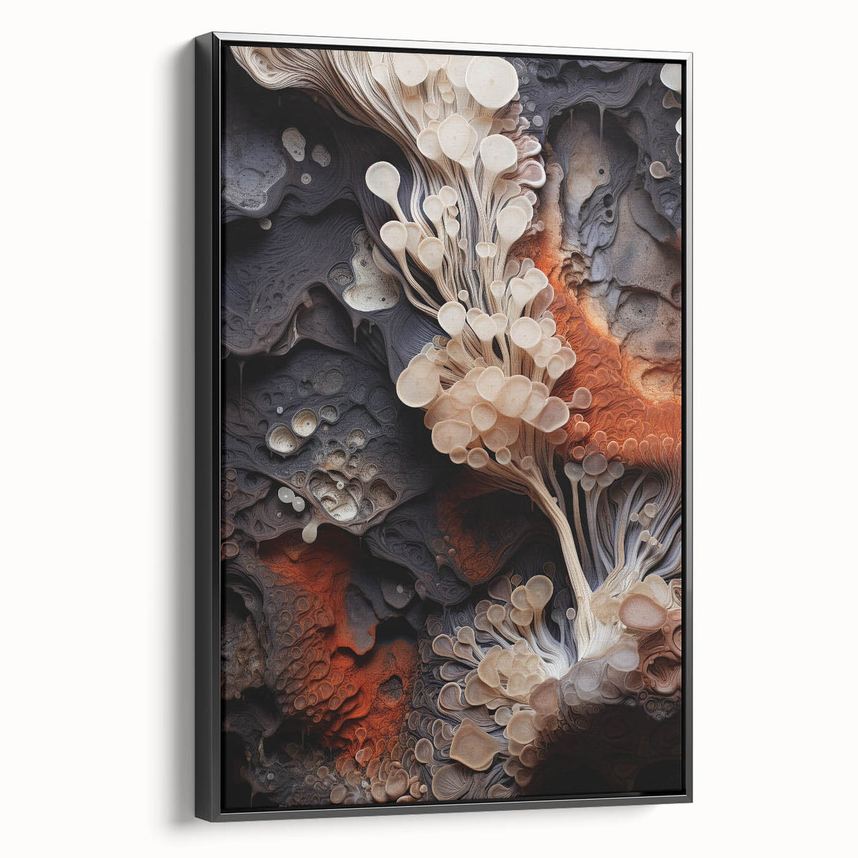 Black and white vintage poster art of a natural landscape on framed canvas, suitable for bedroom wall decor.
