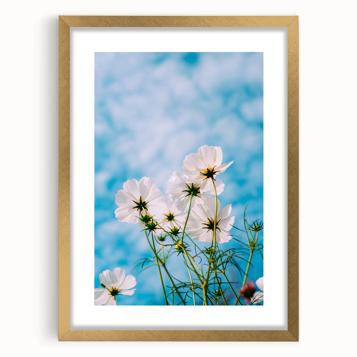 Extra large abstract art print of spring season in textured style, using green and gold tones on a framed canvas.