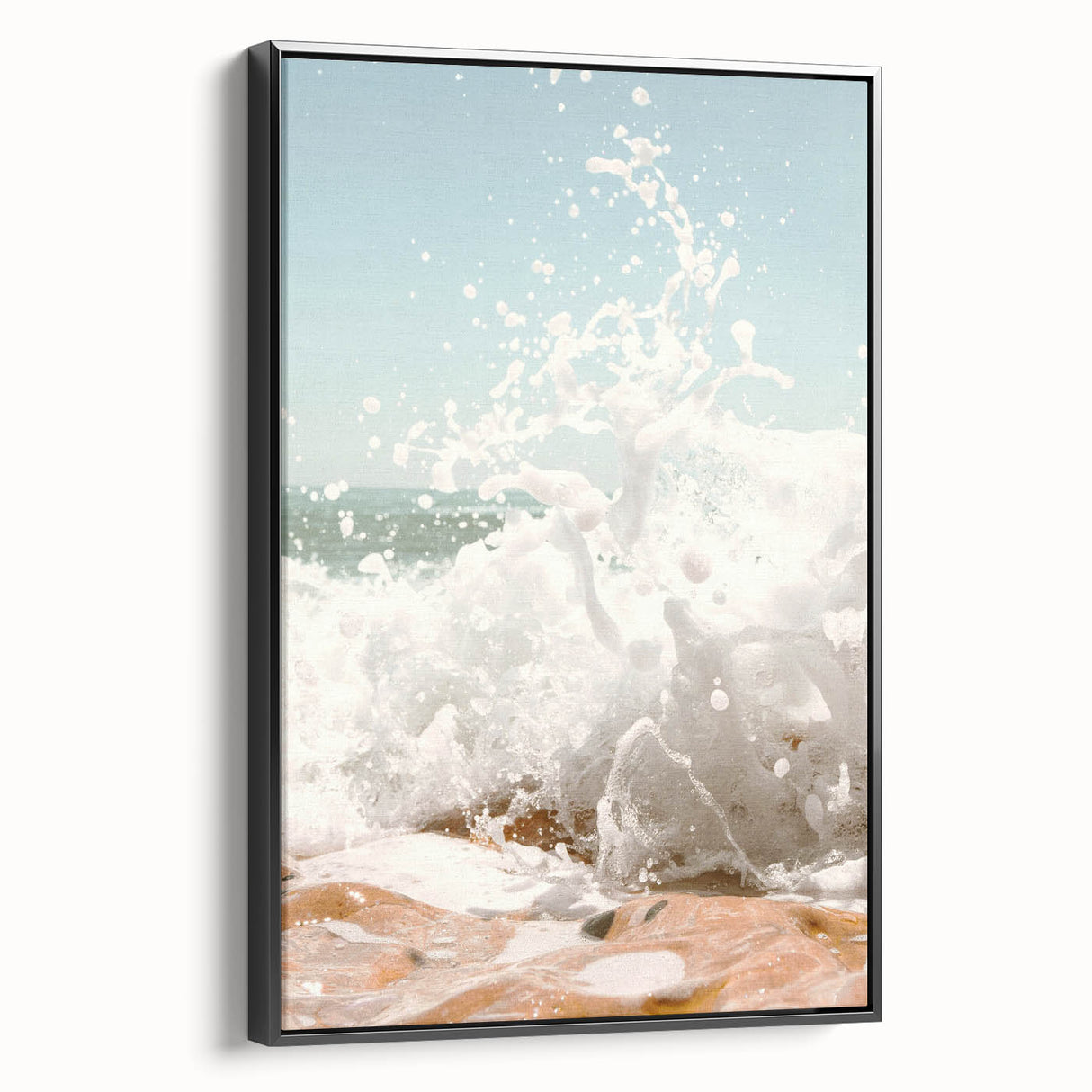 Black and white vintage poster art of a summer landscape on framed canvas, suitable for bedroom decor.