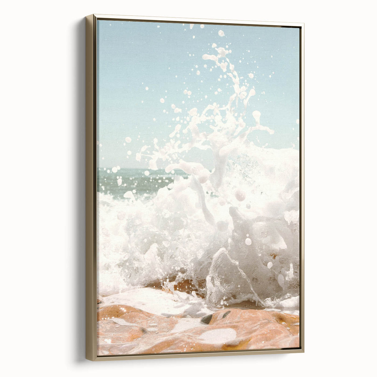 Framed canvas depicting a vintage summer landscape in muted gold and black tones, ideal for bedroom wall decor.