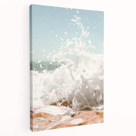 Large canvas depicting a vibrant summer scene with lush greenery and bright sky, suitable for kitchen wall art.