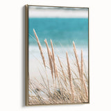 Framed canvas featuring a vintage landscape painting in muted earth tones, ideal for bedroom wall art.