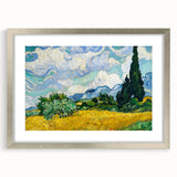 Extra large abstract art print featuring textured swirls in vibrant blue and yellow on a framed canvas.
