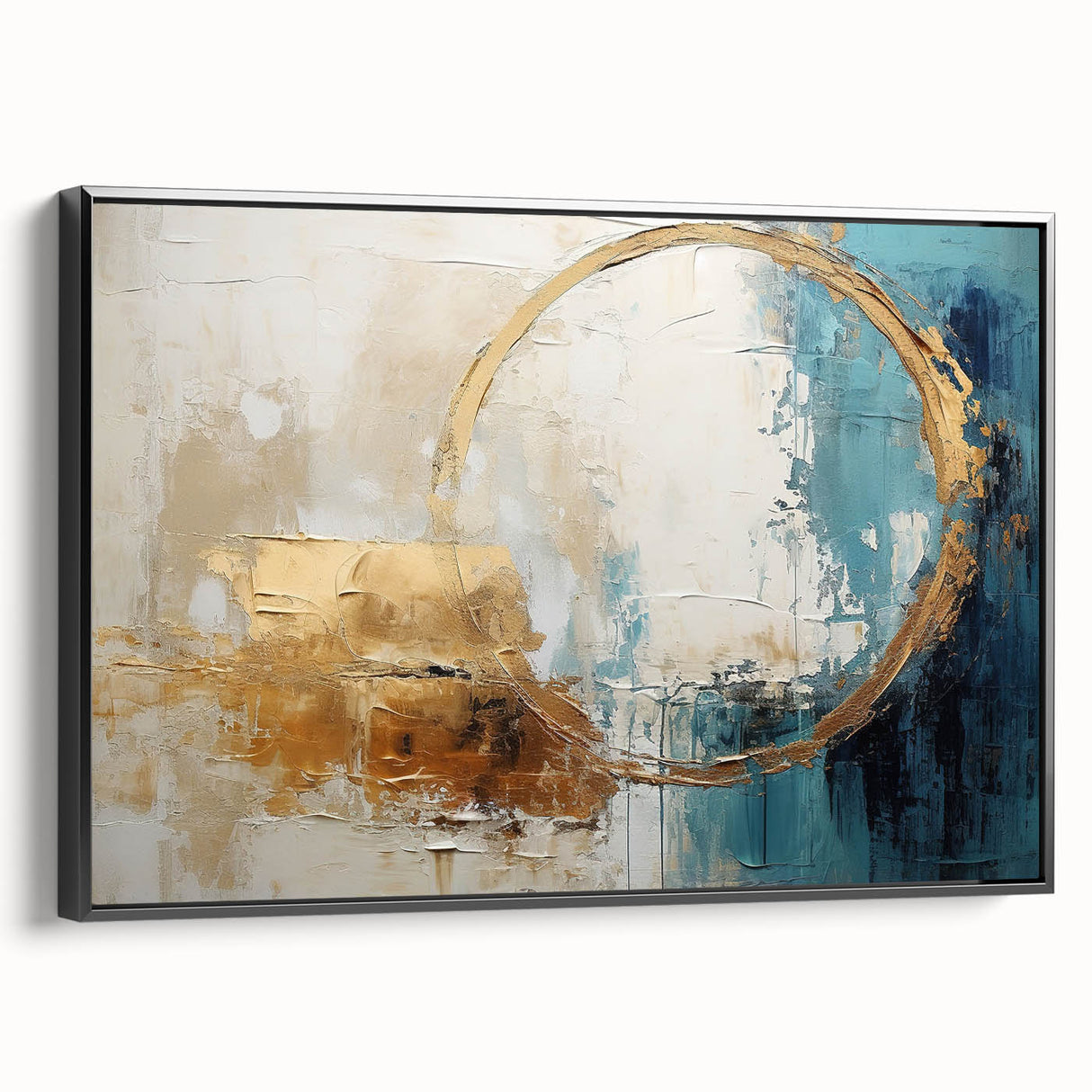 Framed canvas wall art showcasing abstract strokes in black and white, highlighting modern design with a sleek side view, perfect for contemporary decor.