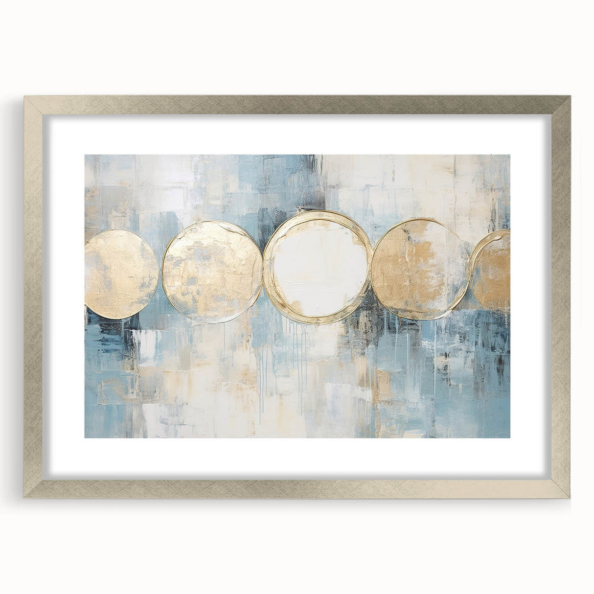 Abstract strokes wall art frame in silver, showcasing a modern design with vibrant colors and dynamic patterns, perfect for contemporary home decor.