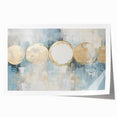 Abstract wall art print showcasing vibrant strokes of blue, orange, and yellow, rolled and ready for display, perfect for modern home decor.