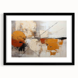 Abstract strokes wall art framed in black with a mat, showcasing vibrant colors and fluid designs, perfect for modern home decor or office spaces.