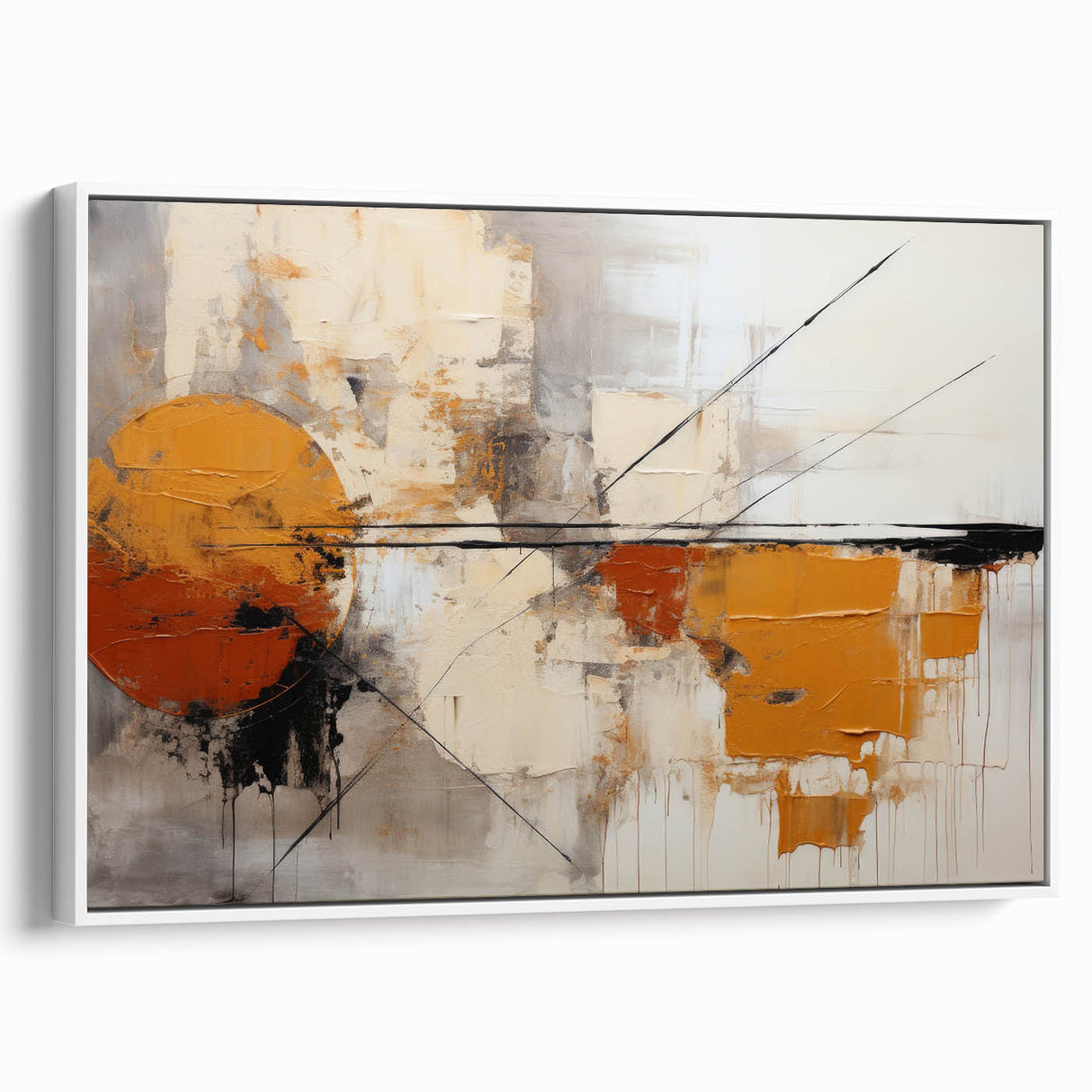 Framed canvas wall art showcasing abstract strokes in soft pastel colors, designed for modern decor, with a side view highlighting its elegant frame and textured finish. Perfect for contemporary living spaces or art enthusiasts looking to enhance their interior design.
