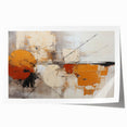 Abstract wall art print showcasing vibrant strokes in shades of blue, orange, and gold. Ideal for modern decor, it adds a dynamic touch to any space.
