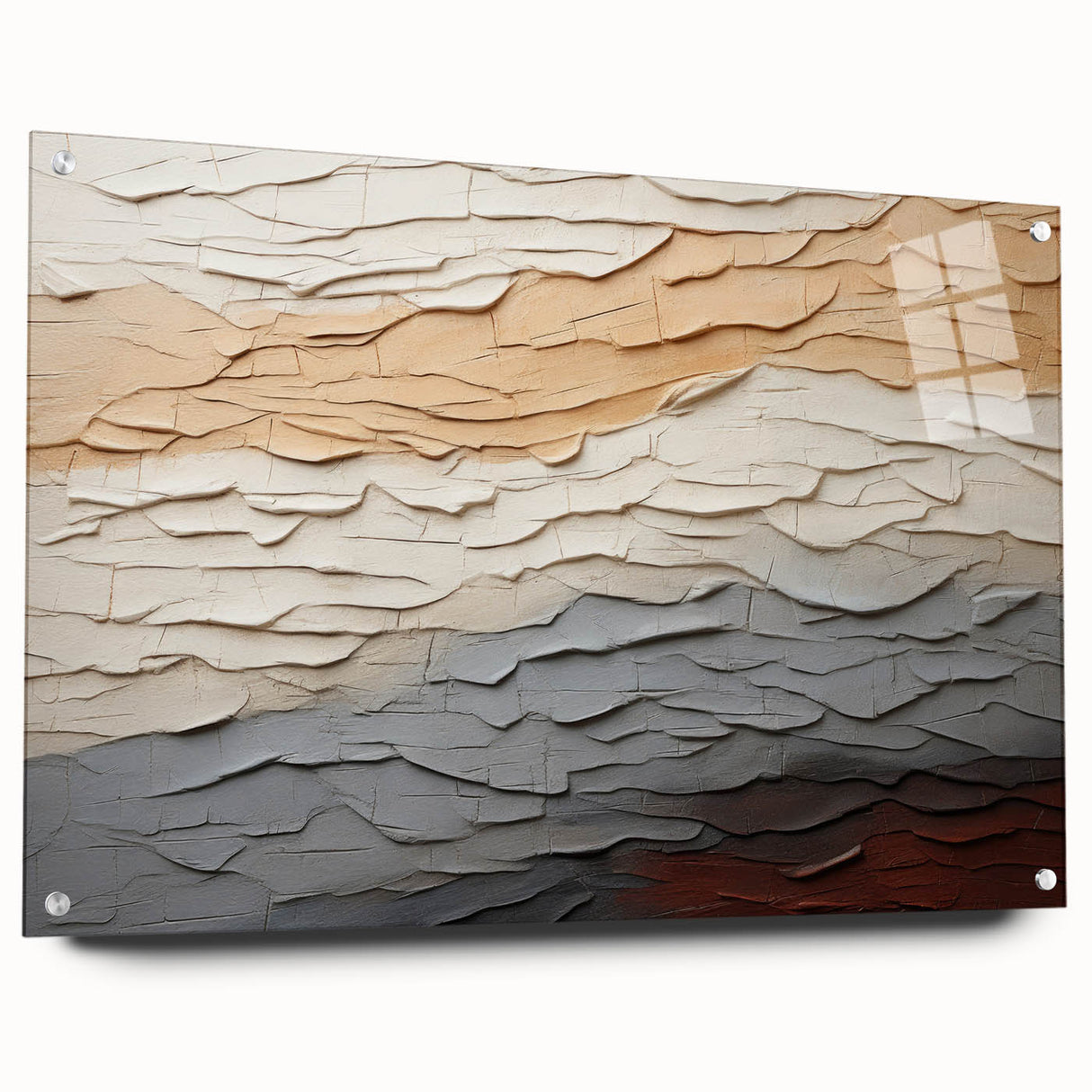 Abstract strokes wall art displayed in a sleek acrylic frame, showcasing vibrant colors and dynamic patterns. Ideal for modern home decor, it adds a touch of sophistication to any room.