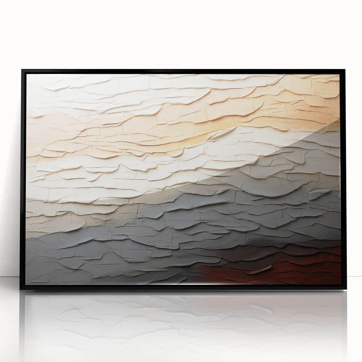 Framed abstract wall art featuring dynamic black strokes on a white background, showcasing modern design aesthetics, perfect for contemporary home decor.