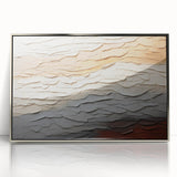 Framed wall art featuring abstract strokes in silver and black, showcasing a modern design with an elegant acrylic finish, perfect for contemporary decor.