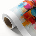 Abstract strokes wall art on rolled canvas showcasing vibrant colors and dynamic shapes, perfect for modern home decor. Packaged securely in a cardboard tube.