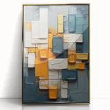 Framed abstract wall art showcasing dynamic gold strokes on an acrylic surface, elegantly mounted for modern decor, perfect for enhancing living spaces.