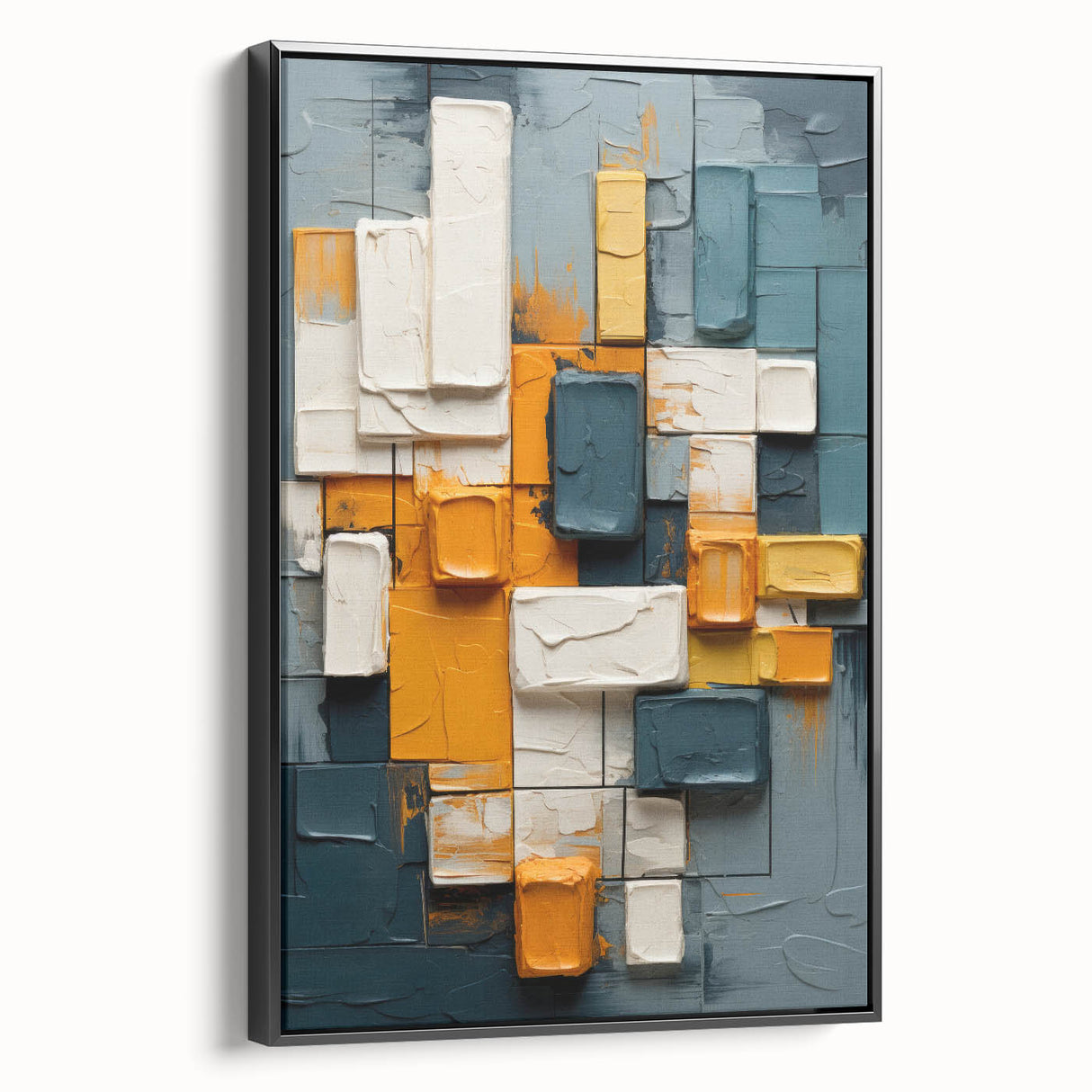 Framed canvas wall art featuring an abstract design with dynamic black strokes on a textured background, showcasing a modern aesthetic suitable for contemporary decor.