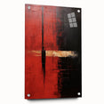 Abstract strokes wall art displayed in a side view on acrylic glass, featuring vibrant colors and unique patterns, accented with decorative pins for style.