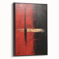 Framed canvas wall art featuring abstract strokes in black and white, showcasing a modern design ideal for contemporary decor. Side view emphasizes its sleek frame and elegant finish, perfect for enhancing any living space.