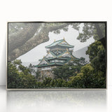 Framed acrylic print showcasing a stunning silver landscape with a castle, featuring intricate details and a modern aesthetic, ideal for home decor.