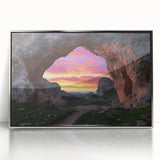 Framed acrylic artwork titled "Landscapes and Caves," showcasing a stunning blend of earthy tones and intricate details, ideal for modern home decor or gallery display.