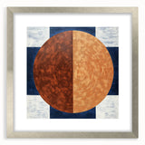 Abstract geometric frame with a silver finish and matting, showcasing modern art design. Perfect for enhancing contemporary home decor or gallery settings.